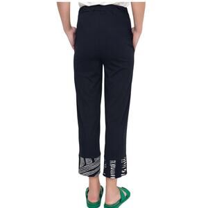 NWT Ozai N Ku Bliss Slim Black Pull On Cropped Pants Jersey Knit Size XS